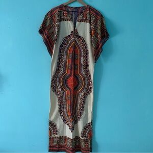 Thailand Printed Maxi Woven Kaftan Handmade Traditional Wear M Tribal